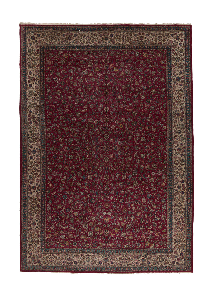 35871 Persian Rug Tabriz Handmade Area Traditional 11'4'' x 16'4'' -11x16- Red Floral Design