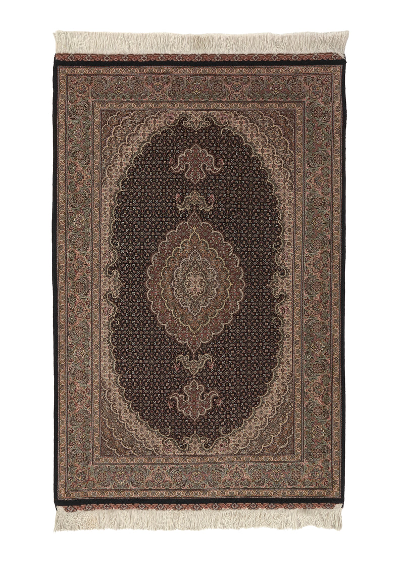 35875 Persian Rug Tabriz Handmade Area Traditional 3'4'' x 5'2'' -3x5- Blue Whites Beige Mahi Fish Design