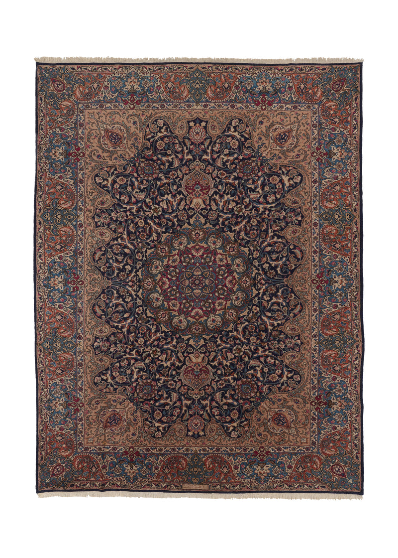 35878 Persian Rug Kashmar Handmade Area Traditional 9'9'' x 13'0'' -10x13- Whites Beige Blue Floral Design
