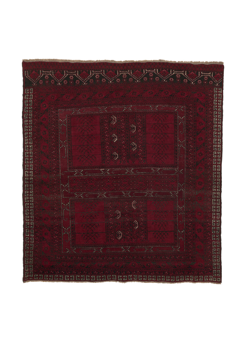 35894 Oriental Rug Afghan Handmade Area Tribal 6'0'' x 8'0'' -6x8- Red Geometric Design
