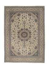35896 Persian Rug Nain Handmade Area Traditional 8'6'' x 11'6'' -9x12- Whites Beige Blue Floral Design