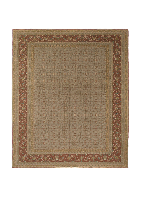 35908 Oriental Rug Turkish Handmade Area Neutral Vintage 9'6'' x 11'5'' -10x11- Whites Beige Brown Geometric Design