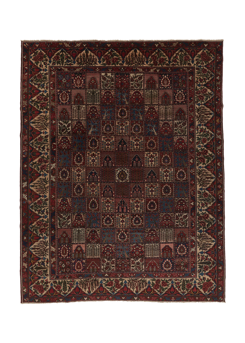 35913 Persian Rug Bakhtiari Handmade Area Tribal 12'2'' x 15'5'' -12x15- Red Blue Garden Design