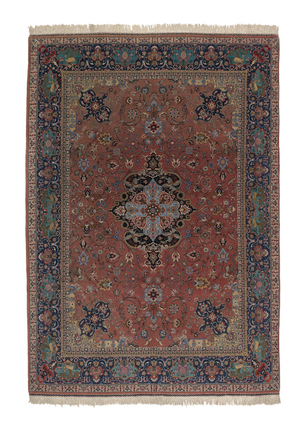 35922 Persian Rug Tabriz Handmade Area Traditional 8'1'' x 11'5'' -8x11- Pink Blue Floral Animals Design