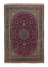 35925 Persian Rug Isfahan Handmade Area Traditional 8'4'' x 12'3'' -8x12- Red Blue Floral Design