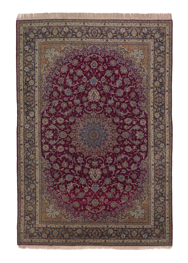 35925 Persian Rug Isfahan Handmade Area Traditional 8'4'' x 12'3'' -8x12- Red Blue Floral Design
