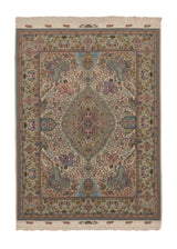 35936 Persian Rug Tabriz Handmade Area Traditional 4'11'' x 6'9'' -5x7- Whites Beige Green Naghsh Historical Design