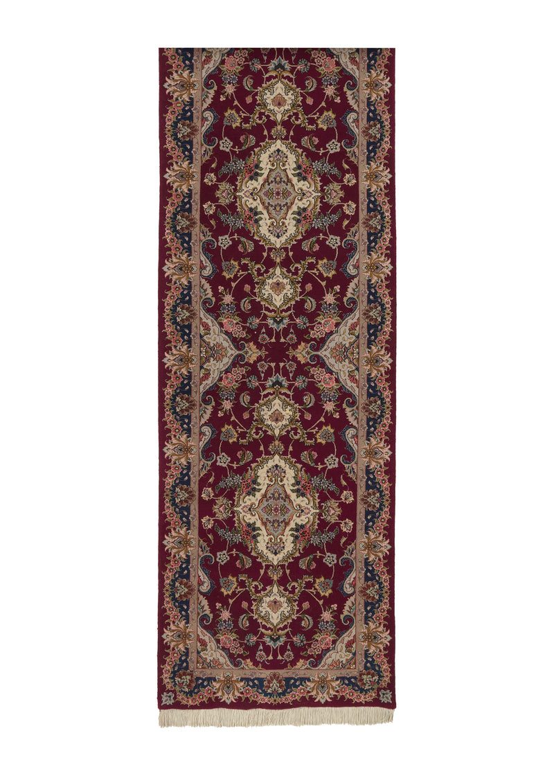 35938 Persian Rug Tabriz Handmade Runner Traditional 2'10'' x 16'6'' -3x17- Red Naghsh Floral Design