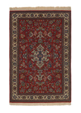 35943 Persian Rug Qum Handmade Area Traditional 3'6'' x 5'4'' -4x5- Red Floral Design