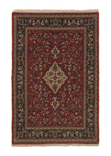 35946 Persian Rug Qum Handmade Area Traditional 3'7'' x 5'5'' -4x5- Red Floral Design