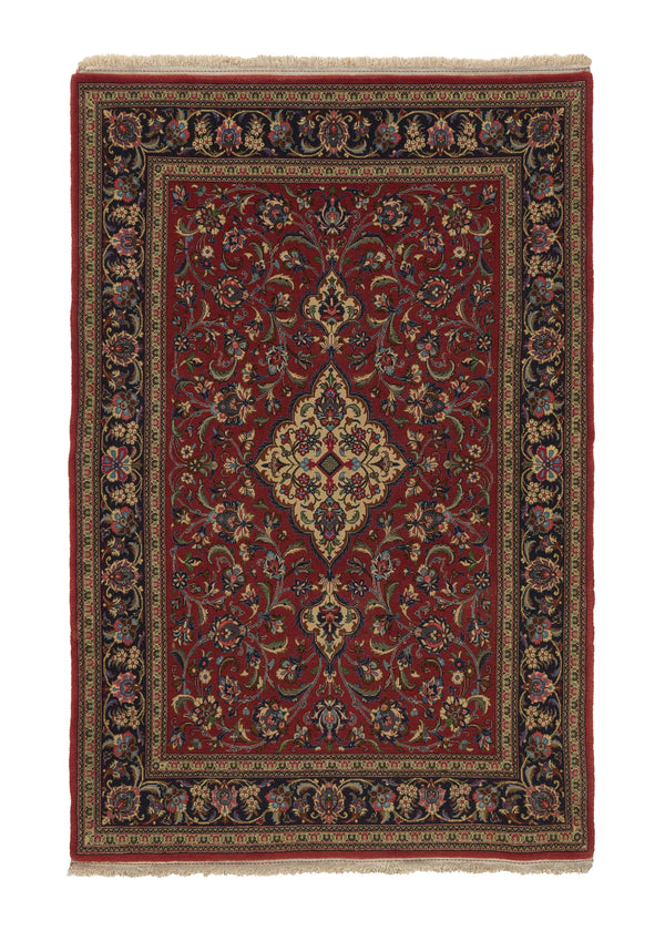 35946 Persian Rug Qum Handmade Area Traditional 3'7'' x 5'5'' -4x5- Red Floral Design