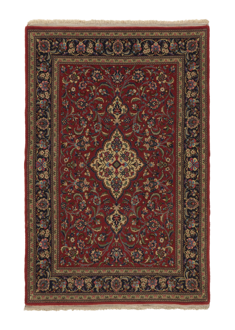 35946 Persian Rug Qum Handmade Area Traditional 3'7'' x 5'5'' -4x5- Red Floral Design