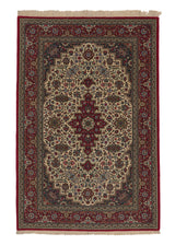 35948 Persian Rug Qum Handmade Area Traditional 4'5'' x 6'7'' -4x7- Whites Beige Red Floral Design