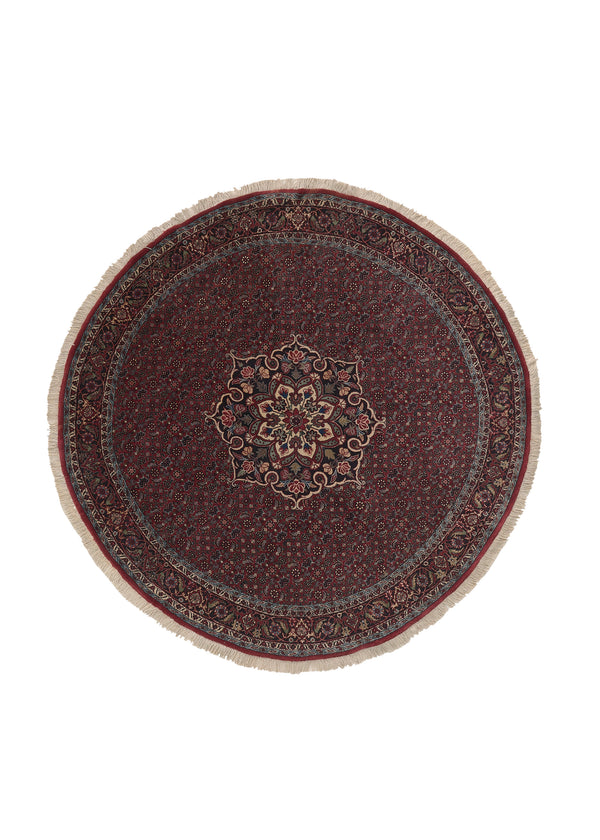 35950 Persian Rug Bijar Handmade Round Traditional 5'2'' x 5'2'' -5x5- Red Herati Bijar Design