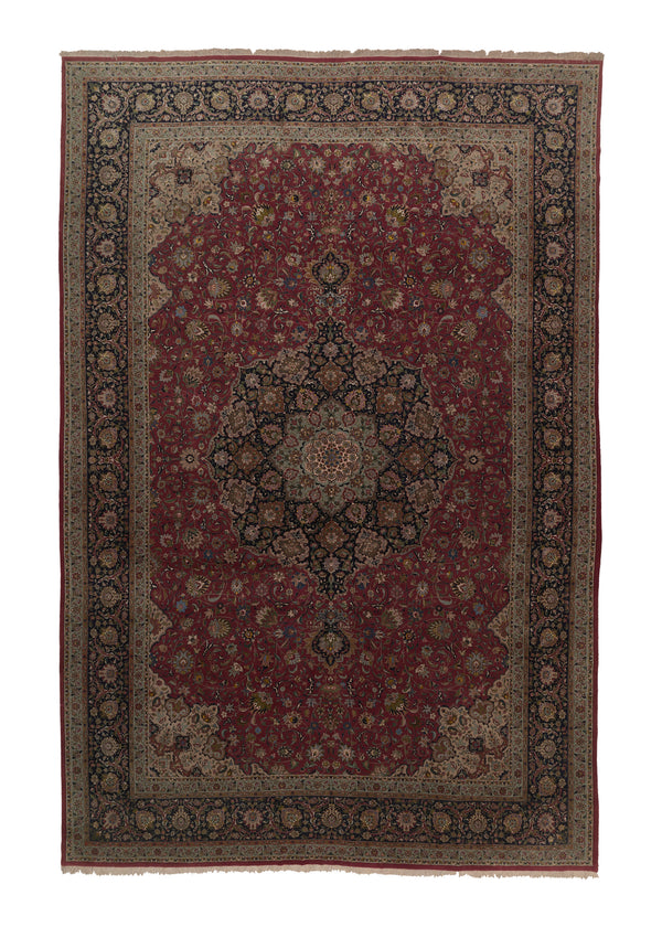 35972 Persian Rug Tabriz Handmade Area Traditional 13'1'' x 19'9'' -13x20- Red Blue Green Floral Design