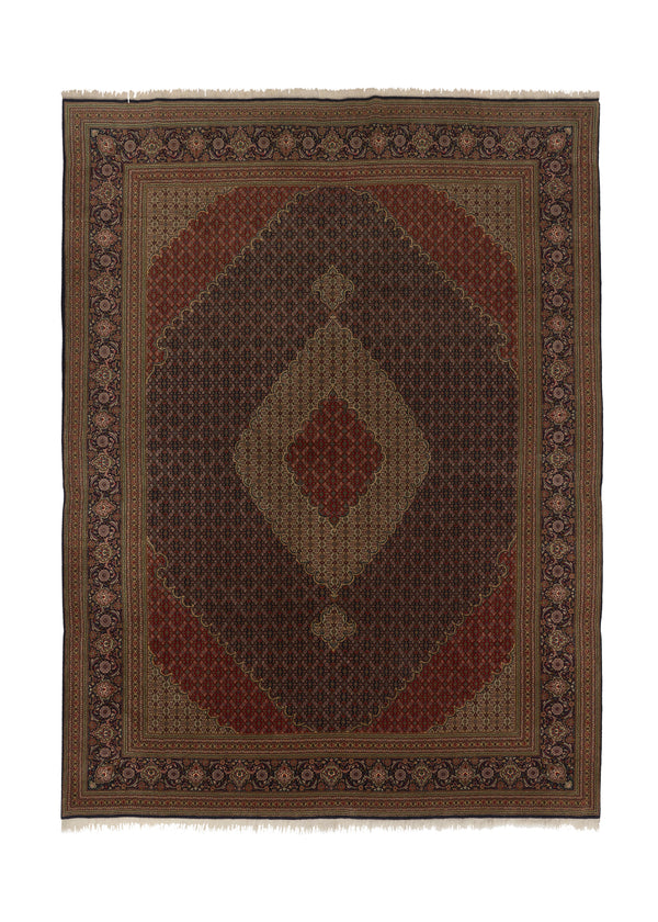 35976 Persian Rug Tabriz Handmade Area Traditional 9'10'' x 13'2'' -10x13- Blue Red Green Mahi Fish Design