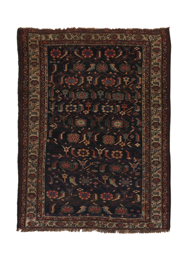 35983 Persian Rug Bijar Handmade Area Antique Traditional 5'0'' x 6'6'' -5x7- Blue Herati Design