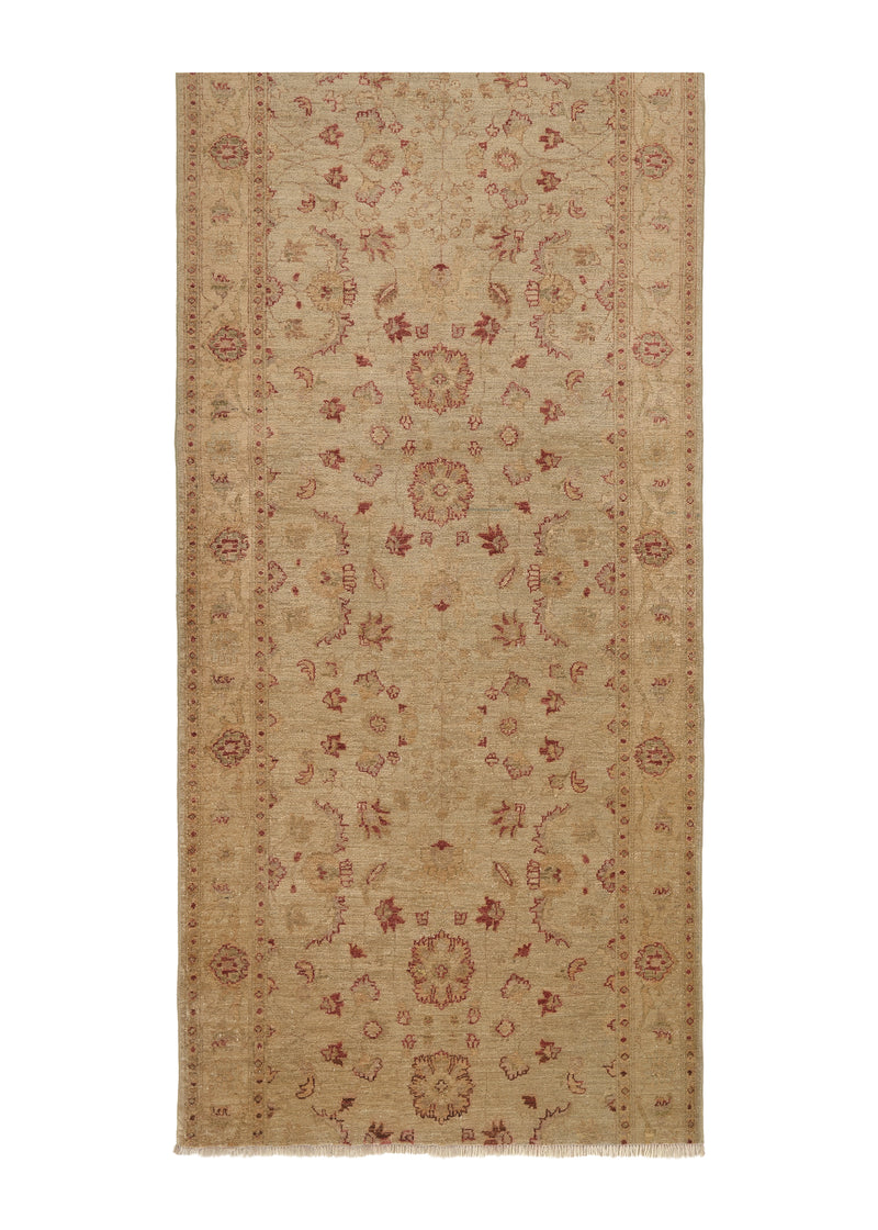 35988 Oriental Rug Pakistani Handmade Runner Transitional 4'0'' x 10'8'' -4x11- Whites Beige Red Floral Design