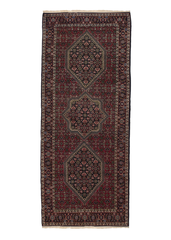 35994 Persian Rug Bijar Handmade Runner Traditional 2'10'' x 7'1'' -3x7- Red Blue Herati Design