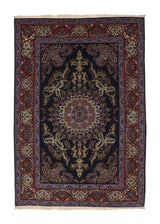 35995 Persian Rug Kashan Handmade Area Traditional 4'9'' x 7'0'' -5x7- Blue Red Floral Design