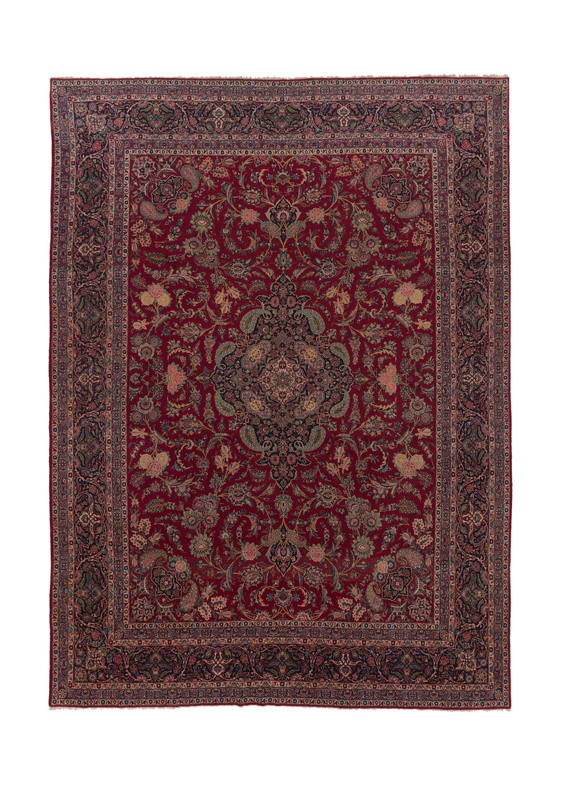 35996 Persian Rug Kashan Handmade Area Traditional 10'7'' x 14'9'' -11x15- Red Blue Floral Design