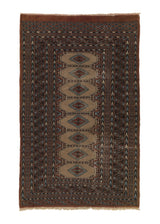 36002 Oriental Rug Pakistani Handmade Area Tribal 3'0'' x 4'10'' -3x5- Brown Geometric Design