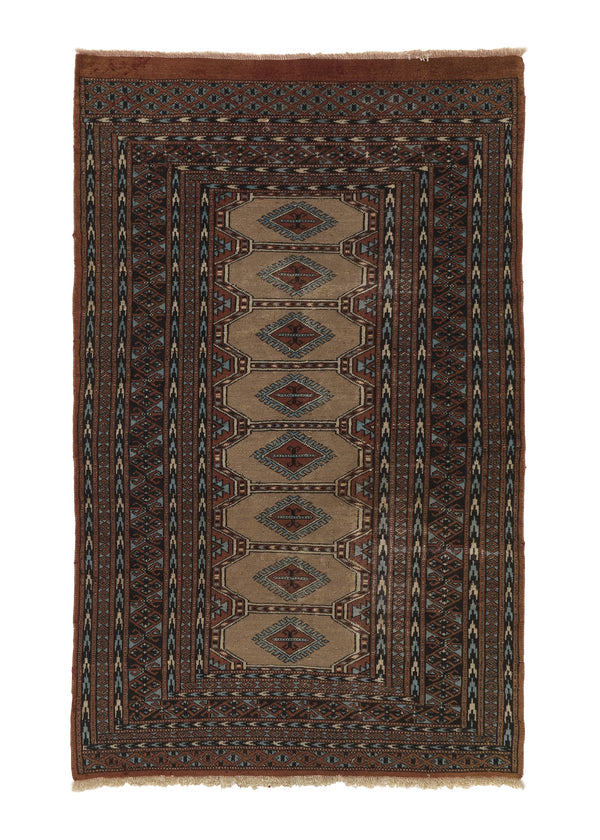 36002 Oriental Rug Pakistani Handmade Area Tribal 3'0'' x 4'10'' -3x5- Brown Geometric Design