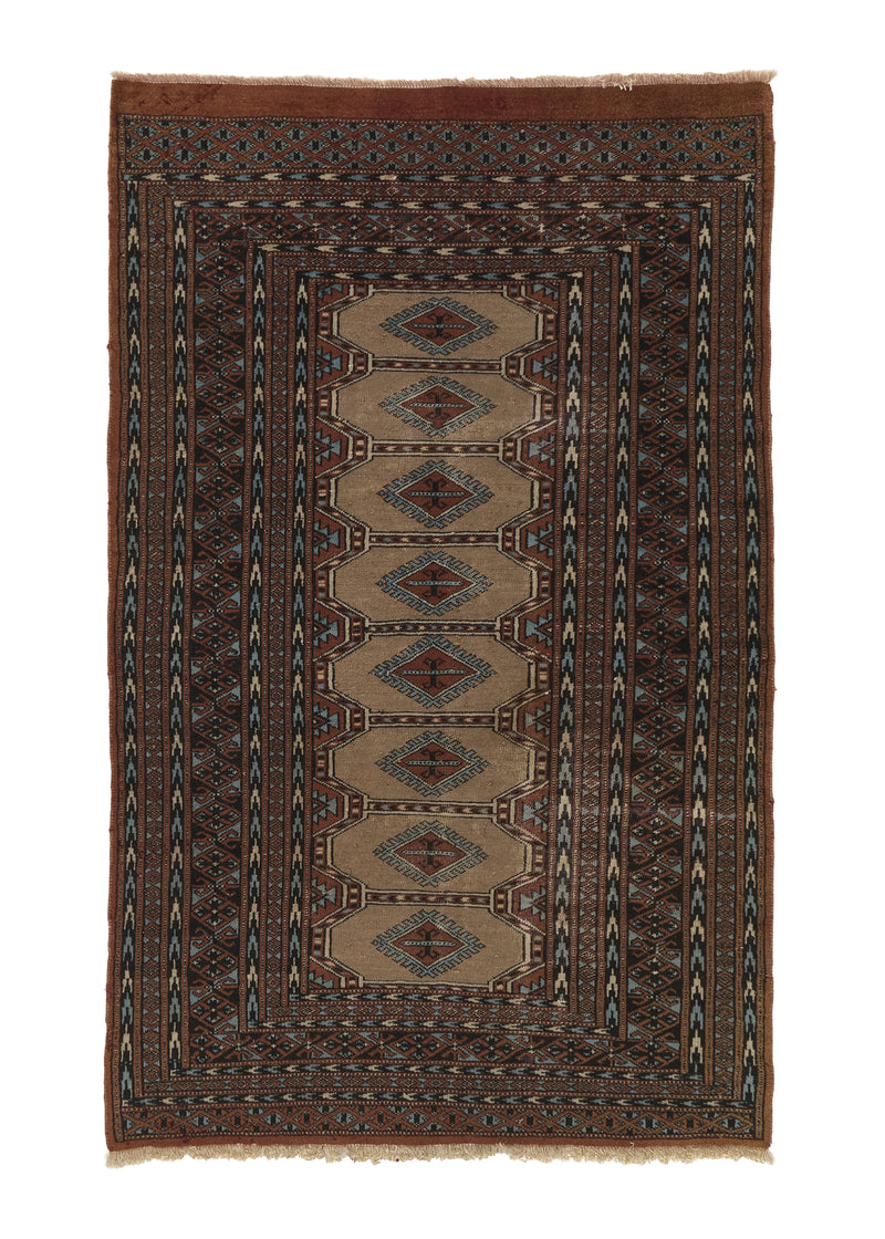 36002 Oriental Rug Pakistani Handmade Area Tribal 3'0'' x 4'10'' -3x5- Brown Geometric Design