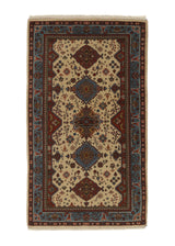 36006 Oriental Rug Indian Handmade Area Traditional 3'0'' x 5'2'' -3x5- Whites Beige Blue Geometric Design
