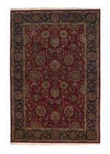 36010 Oriental Rug Indian Handmade Area Traditional 6'2'' x 9'2'' -6x9- Red Blue Floral Design