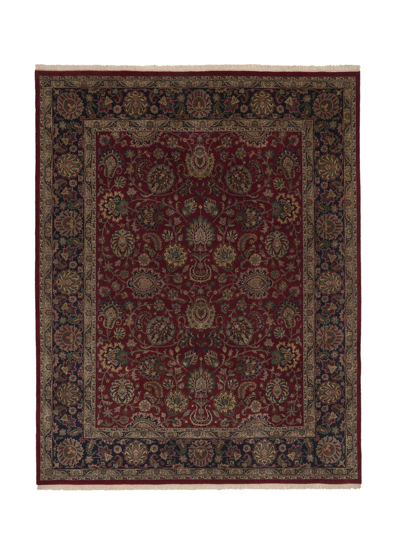 36011 Oriental Rug Indian Handmade Area Traditional 8'2'' x 10'3'' -8x10- Red Blue Floral Design