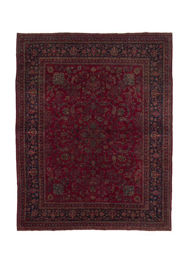 36013 Persian Rug Kashan Handmade Area Antique Traditional 8'0'' x 10'8'' -8x11- Red Floral Design