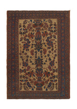36016 Persian Rug Afshar Handmade Area Antique Tribal 3'10'' x 5'5'' -4x5- Whites Beige Blue Vase Floral Design