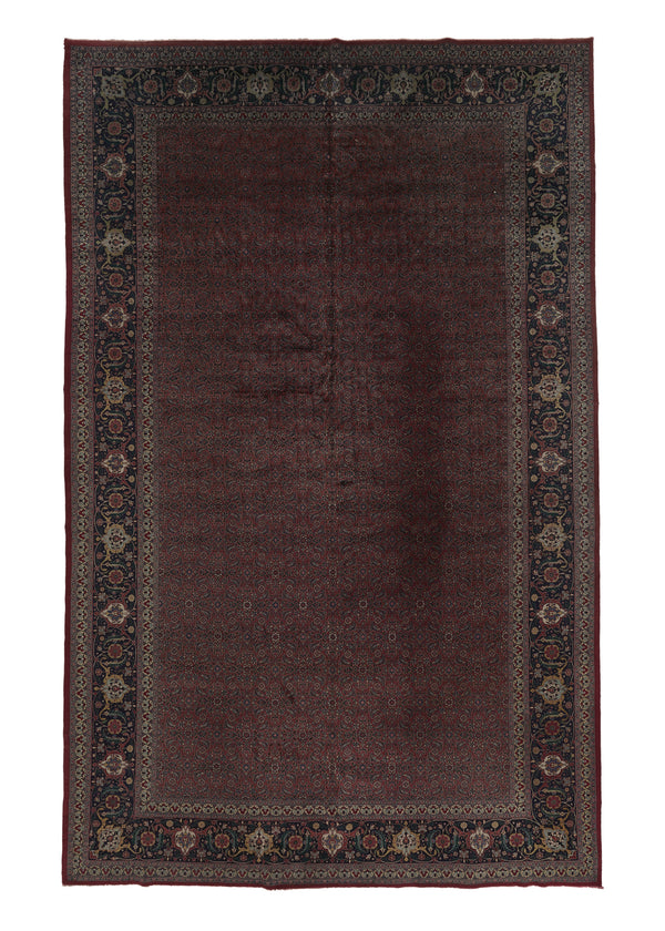 36034 Persian Rug Tabriz Handmade Area Traditional 11'1'' x 17'6'' -11x18- Red Blue Mahi Fish Design