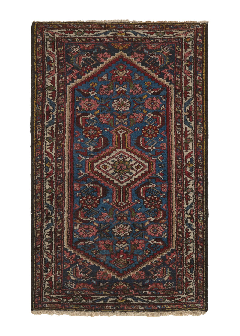 36043 Persian Rug Malayer Handmade Area Tribal Vintage 2'4'' x 4'1'' -2x4- Blue Herati Design