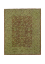 36050 Oriental Rug Pakistani Handmade Area Transitional Vintage 8'11'' x 11'6'' -9x12- Green Orange Overdyed Floral Design
