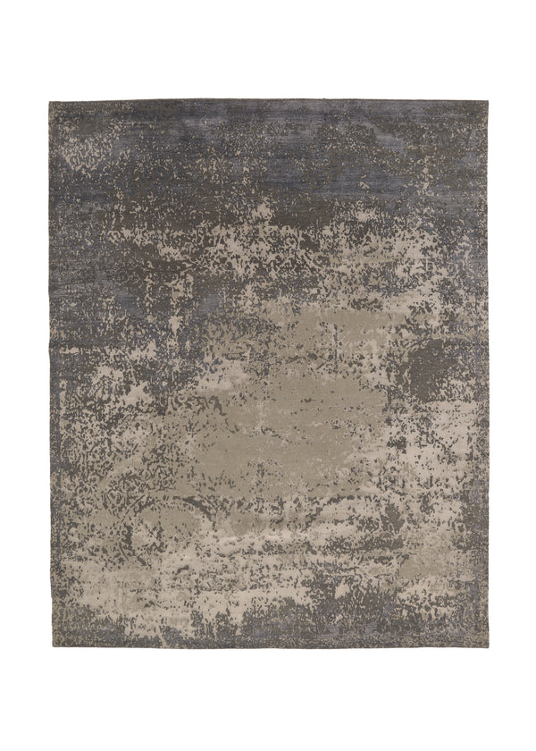 36066 Oriental Rug Indian Handmade Area Modern 8'1'' x 10'2'' -8x10- Whites Beige Gray Splatter Abstract Design