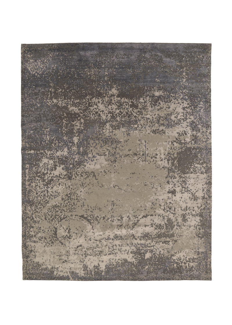36066 Oriental Rug Indian Handmade Area Modern 8'1'' x 10'2'' -8x10- Whites Beige Gray Splatter Abstract Design