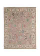 36069 Oriental Rug Afghan Handmade Area Transitional 9'0'' x 11'9'' -9x12- Pink Purple Oushak Floral Design