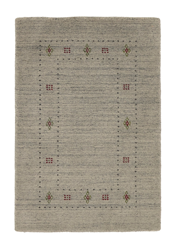 36081 Oriental Rug Indian Handmade Area Transitional Neutral 2'0'' x 3'0'' -2x3- Whites Beige Open Gabbeh Design