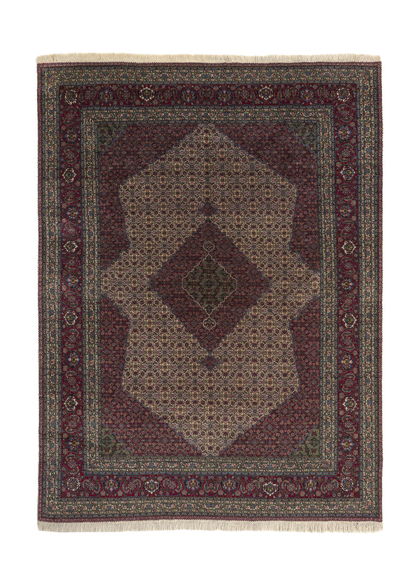 36087 Persian Rug Tabriz Handmade Area Traditional 8'2'' x 10'10'' -8x11- Red Whites Beige Mahi Fish Design