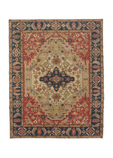 36094 Oriental Rug Afghan Handmade Area Transitional Tribal 9'5'' x 12'0'' -9x12- Red Blue Heriz Design