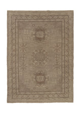 36100 Oriental Rug Turkish Handmade Area Vintage Neutral 4'4'' x 5'11'' -4x6- Whites Beige Khotan Design