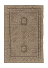 36101 Oriental Rug Turkish Handmade Area Vintage Neutral 4'2'' x 6'0'' -4x6- Whites Beige Khotan Design
