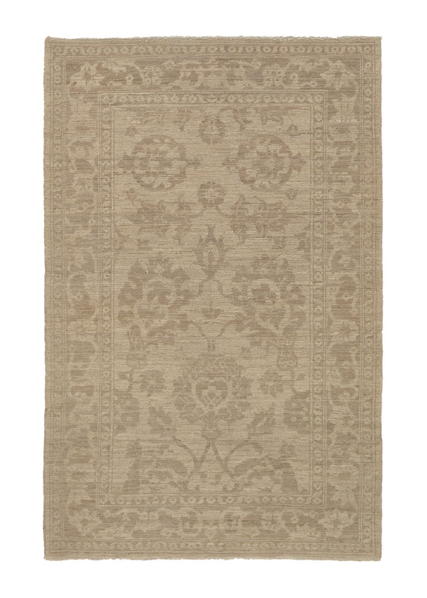 36102 Oriental Rug Turkish Handmade Area Vintage Neutral 3'11'' x 6'1'' -4x6- Whites Beige Oushak Design