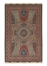 36109 Persian Rug Tabriz Handmade Area Traditional 6'6'' x 10'1'' -7x10- Blue Multi-color Dome Design