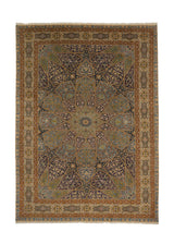 36111 Persian Rug Tabriz Handmade Area Traditional 8'3'' x 11'4'' -8x11- Green Yellow Gold Dome Design