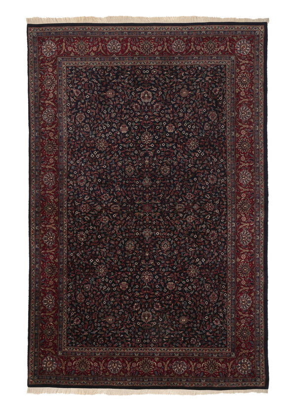 36114 Oriental Rug Indian Handmade Area Traditional 5'10'' x 9'2'' -6x9- Blue Red Floral Design