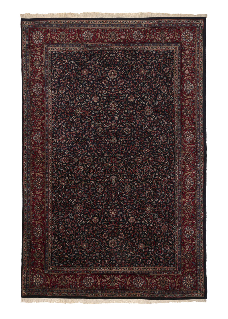 36114 Oriental Rug Indian Handmade Area Traditional 5'10'' x 9'2'' -6x9- Blue Red Floral Design