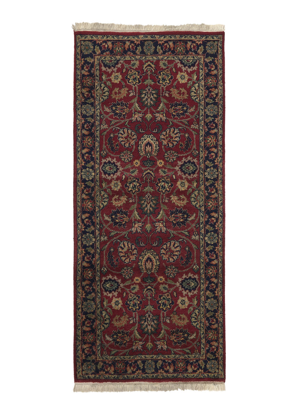 36125 Oriental Rug Indian Handmade Area Runner Traditional 2'7'' x 6'0'' -3x6- Red Blue Floral Design